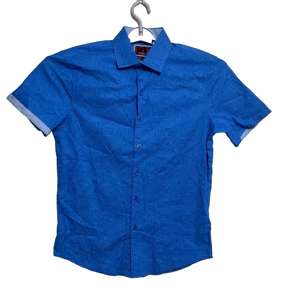 Consequence Paisley slim fit‎ Button Down blue men's Shirt S
